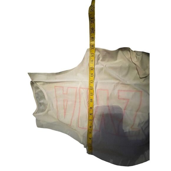 New Zyia Active Womens Cream and Pink Spell-Out Graphic Athlete Tank Top Medium - Picture 6 of 10